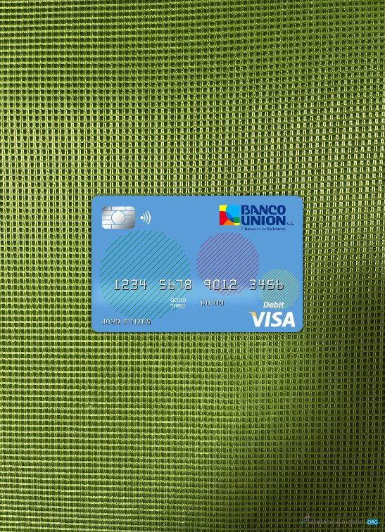 Download Bolivia Banco Union bank visa card photolook front Photoshop template